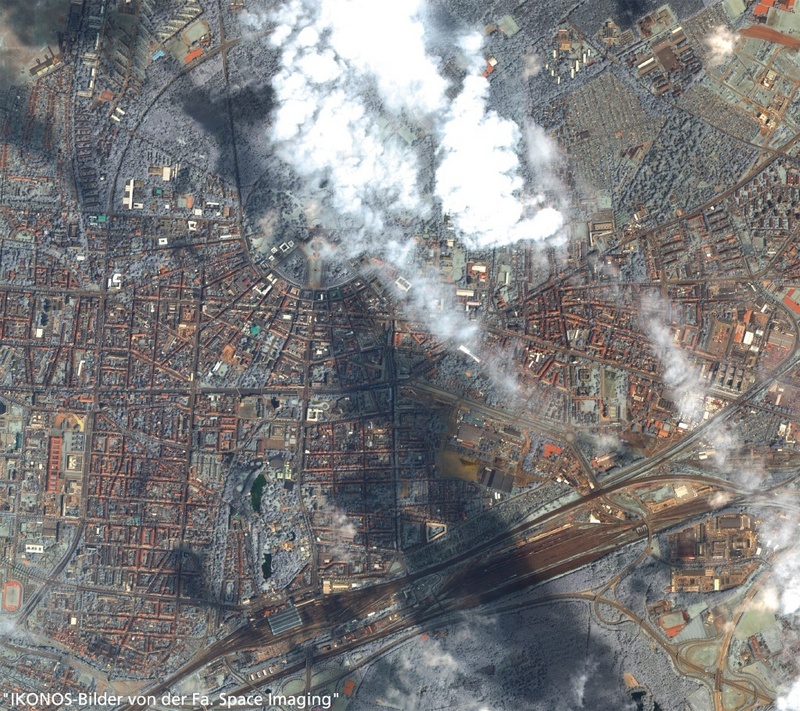 Karlsruhe, Luftbildaufnahme vom IKONOS-Satellit.