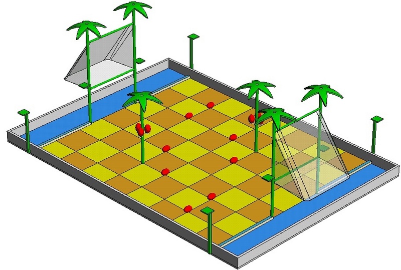 Das Spielfeld des EUROBOT-Meisterschaft 2004. Grafik: EUROBOT