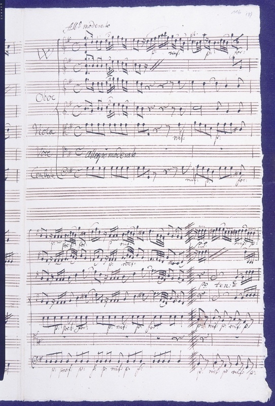 Notenhandschrift des berühmten Komponisten Ignaz Holzbauer aus der Oper "Il figlio delle selve"