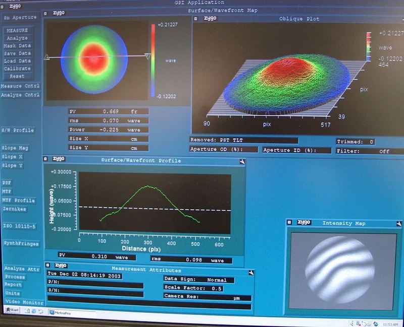 Ergebnisdarstellung einer interferometrischen Oberflächenprüfung im Labor der Präzisionsfertigungstechnik