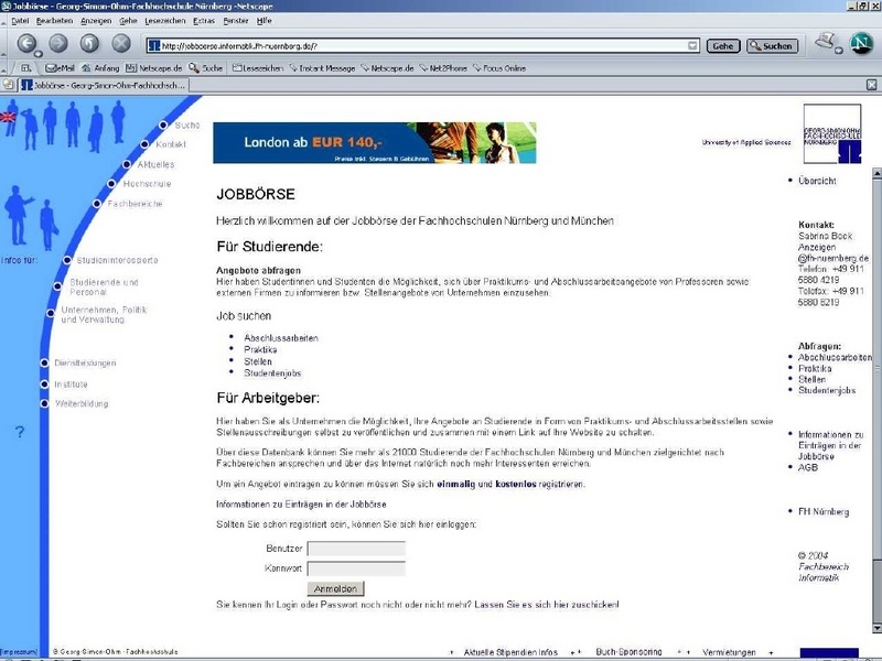 Die neue Online-Jobbörse im Design der Georg-Simon-Ohm-Fachhochschule Nürnberg...