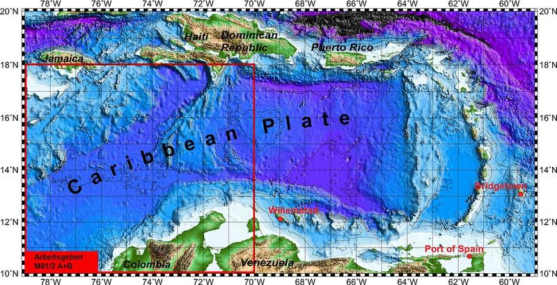 Arbeitsgebiet der Expedition M81-2. Kartengrundlage: The GEBCO_08 Grid, version 20091120