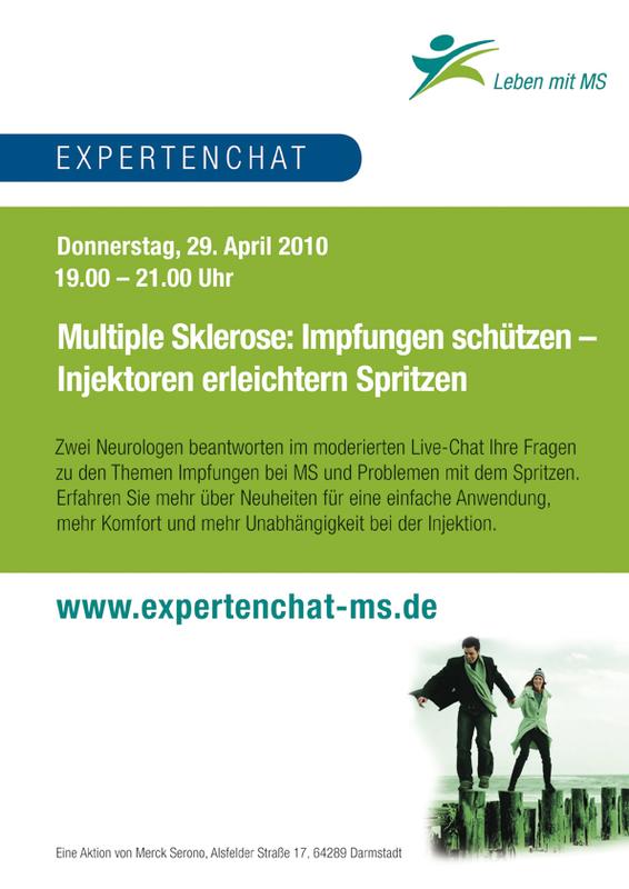Poster - "Multiple Sklerose: Impfungen schützen - Injektoren erleichtern Spritzen", 29. April 2010, 19-21 Uhr