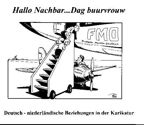 "Luftverkehr in der Euregio" - Karikatur von Pluis in der niederländischen Zeitung Tubantia am 16.8.97