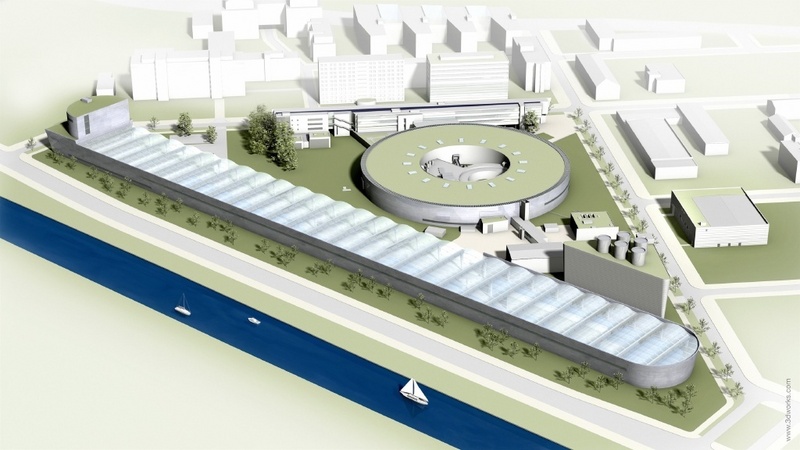 ... und das künftige Zentrum für Synchrotronstrahlung mit BESSY II dem Willy-Wien-Laboratorium (im Bau) und dem BESSY-FEL (in Planung)