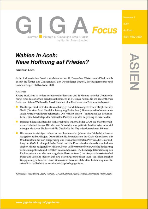 Cover-Seite des GIGA Focus Asien