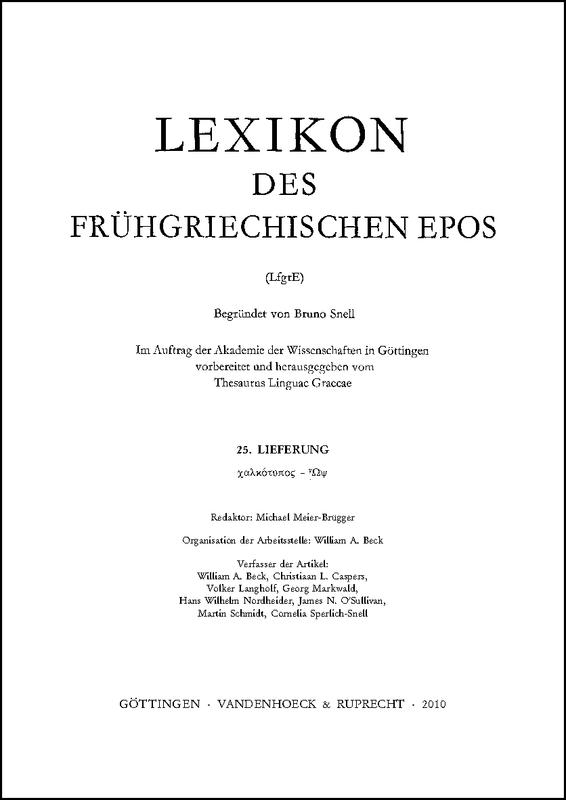 Das Lexikon des frühgriechischen Epos