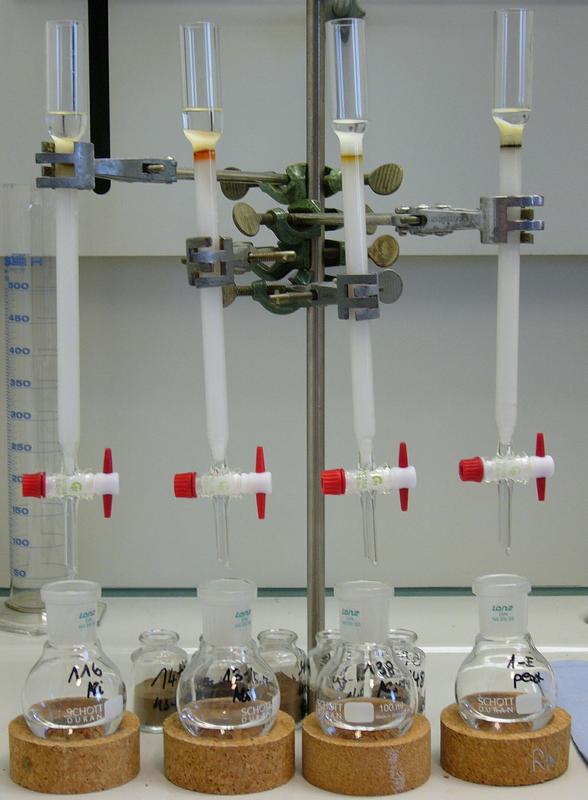 Fraktionierung organischen Materials aus Siak-Sedimenten an Kieselgelsäulen