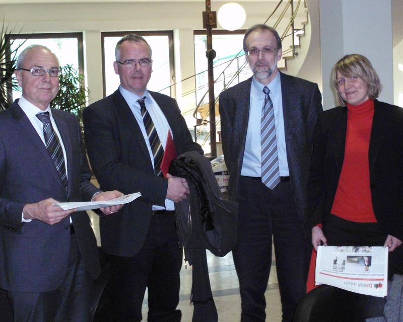 Karl Heinz Hänssler und Volker Simon Rektor und Prorektor der DHBW Ravensburg beim Auftaktgespräch mit Stephan Prehn und Yvonne Schöder aus der IBH-Geschäftsstelle.