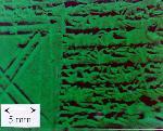 Holographie einer Keilschrifttafel mit winzigen Zeichen (Schrifthöhe ca. 1 mm).