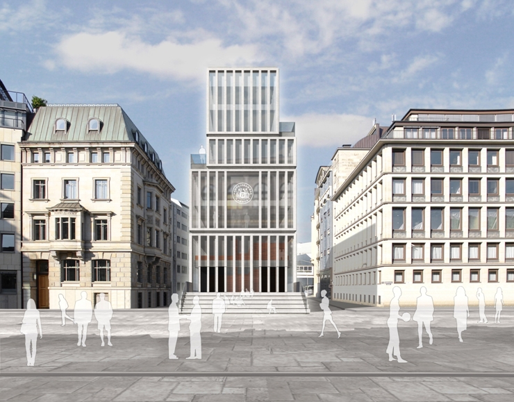 Grafik des neuen Gebäudes der HSBA Hamburg School of Business Administration.