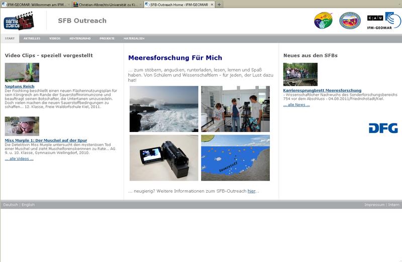Screenshot des neuen Internet-Portals "Meeresforschung für Mich".