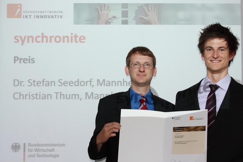 Die Mannheimer Gewinner des Innovationspreises des BMWi Dr. Stefan Seedorf und Christian Thum 