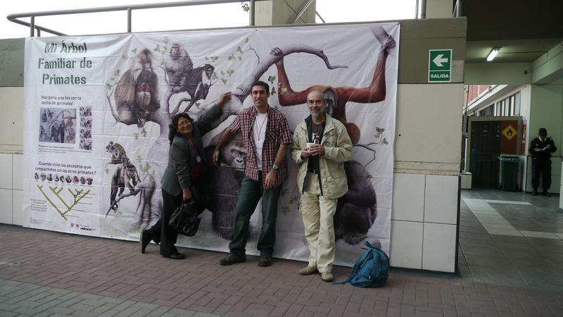 Teilnehmer am Symposium in Lima, Peru: Eckhard W. Heymann (re.) vom Deutschen Primatenzentrum, Mark Bowler (mi.) von der University of St. Andrews und Fanny Fernandez (li.) vom lokalen Organisationsteam
