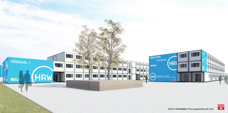 Mit 834 Containern wird die HRW die größte "mobile" Hochschule in Deutschland sein.