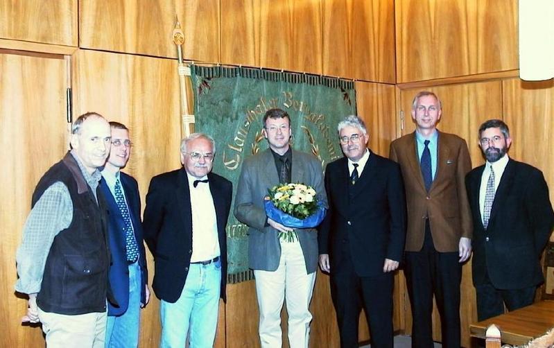 Bei der Ernennung: (v.l.n.r.) Prof. Dr. V. Kempter, D. Wieczorek, Prof. Dr. D. Mayer, Prof. Dr. P. Blöchl, Prof. Dr.-Ing. P. Dietz, Prof. Dr. D. Kaufmann, Prof. Dr. W. Schade.