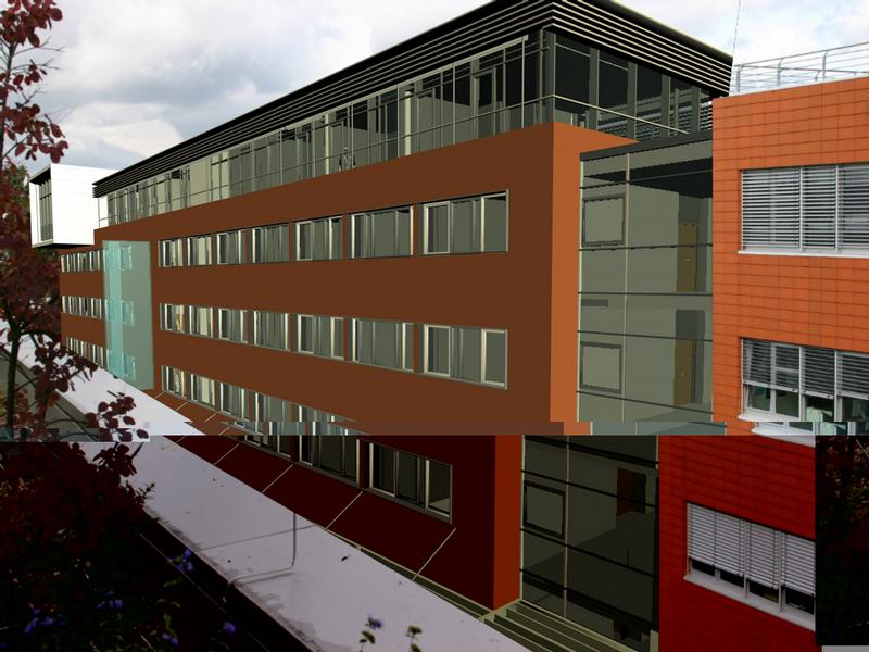 Visualisierung des neuen Gebäudes der INI-GraphicsNet Stiftung