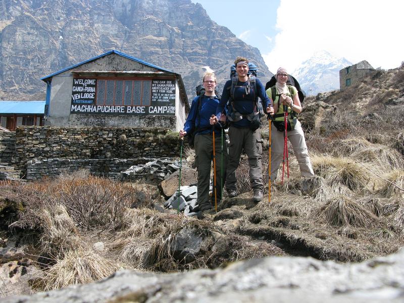 Stephan, Robert und Nadja, v. li., im Machhapuchhre-Basislager