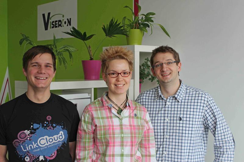 Das Gründungsteam von myLinkCloud (von links): Simon Schmitt, Claudia Leikam und Toni Wagner.