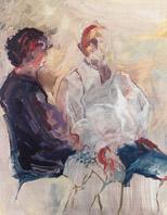 Helga John-Winde "Im Gespräch" (Öl auf Hartfaser 100 x 80 cm)