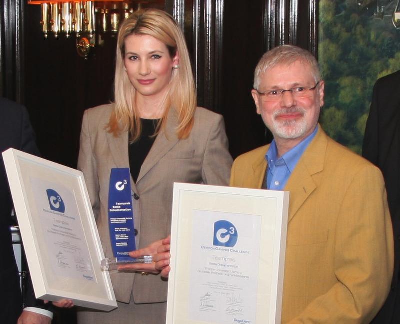 Die Marburger Preisträger Cand. med. dent. Janine Dewor  und Zahntechniker Georg Böckler.