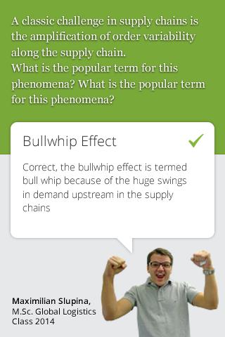 Screenshot of the Logistics Quiz App 