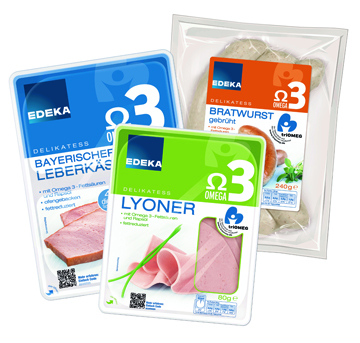 Ab sofort unter der EDEKA-Eigenmarke im Handel zu haben: Verschiedene Wurstsorten mit Omega-3-Fettsäuren.