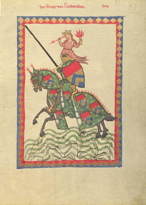 Der Anfang der Ulrich-von-Liechtenstein-Überlieferung im Codex Manesse (Cpg 848 der Universitätsbibliothek Heidel-berg).