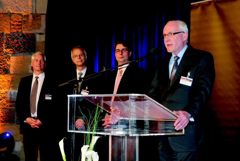 Finalists and laudator at the awarding ceremony of the Innovation Award Laser Technology 2012 in Aachen.