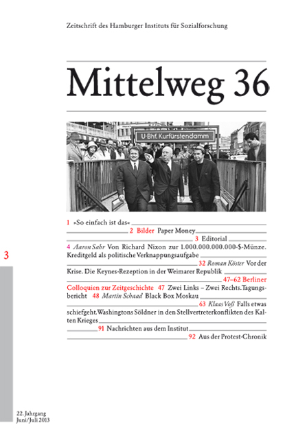 Cover Mittelweg 36, Heft 3/2013