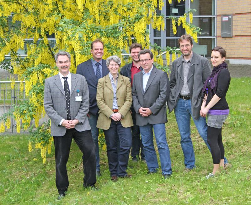 Die Greifswalder Forschungsgruppe: Prof. Markus M. Lerch (v. li.) Prof. Henry Völzke, Prof. Julia Mayerle, Dr. Alexander Teumer, Prof. Uwe Völker, Dr. Georg Homuth und Claudia Schurmann.
