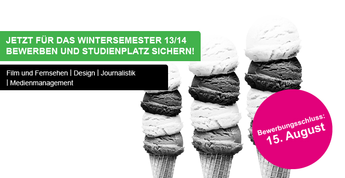 Jetzt für das Wintersemester 2013/14 an der Medienhochschule MHMK bewerben und bis 15. August Studienplatz sichern