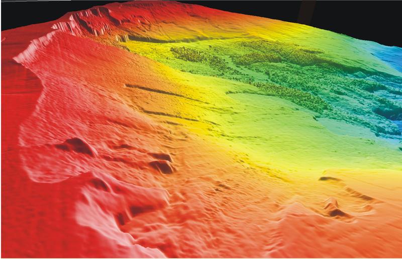 Blick von Norden in die Storegga-Rutschung rund 50 Meilen vor der Küste Norwegens, die vor 8100 Jahren den norwegischen Kontinentalrand auf mehr als 300 km veränderte. 