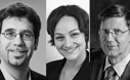 Helena Bilandzic, Hanno Ehrlicher und Lothar Schilling, die ersten drei Fellows des Jakob-Fugger-Zentrums der Universität Augsburg