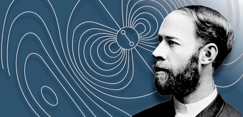 Heinrich Hertz forschte und lehrte zwischen 1885 und 1889 in Karlsruhe und wies erstmals elektromagnetische Wellen nach. 