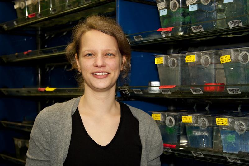 Verena Kottler in der Guppy-Anlage des Max-Planck-Instituts für Entwicklungsbiologie