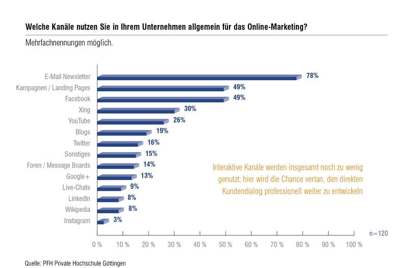 Welche Kanäle nutzen die befragten Unternehmen für das Online-Marketing?