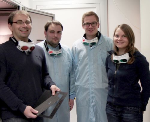 The IFSW team from laser and process development: (from left to right) Christian Freitag, Jan-Philipp Negel, André Loescher, Margit Wiedenmann.