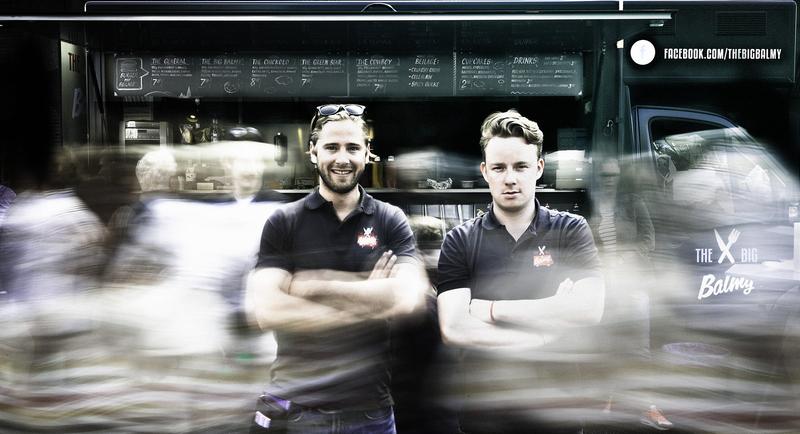 Nikolaj de Lousanoff, 30, (left) and his business partner Claudio Pekrun, 28, in front of The Big Balmy Food Truck. Photo: The Big Balmy