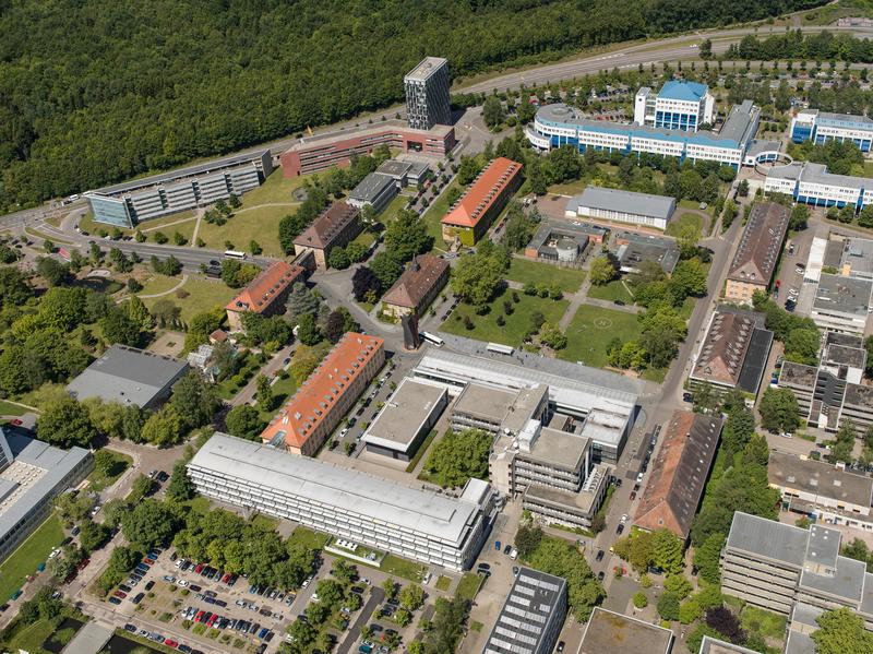 Campus der Universität des Saarlandes aus der Vogelperspektive