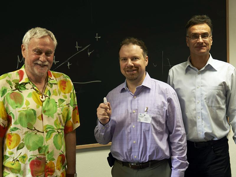 MIAPP-Direktor Prof. Kudritzki (LMU/University of Hawaii), Prof. Riess (Space Telescope Institute Baltimore; Nobelpreis Physik 2011), MIAPP Direktor Prof. Beneke (TUM)