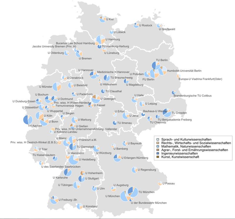 iFQ | Informationssystem Promotionsnoten in Deutschland | Karte der 'summa cum laude'-Promotionen