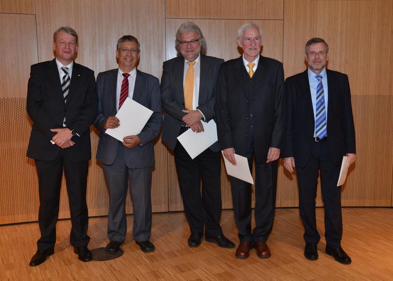 GI-Fellows 2014. GI-Präsident Liggesmeyer, Fellows Thomas, Pohl, Habermann, Dueck (von links). 