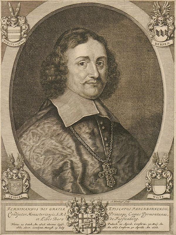 Bildnis des Ferdinand von Fürstenberg in der Monumenta Paderbornensia (2. Ausg. 1672) 