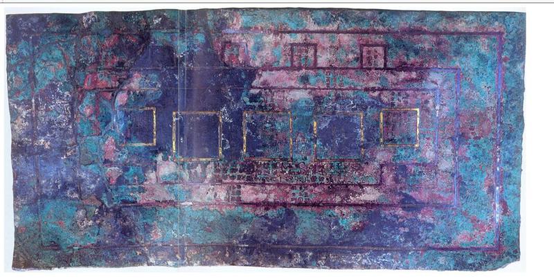 Der Zhao Yu Tu ("Die Karte der Umgebung des Mausoleums"), ausgegraben 1970er-Jahren in Pingshan, der südlich-zentralen Provinz Hebei. Auf einer einen halben Zentimeter dicken Kupfe