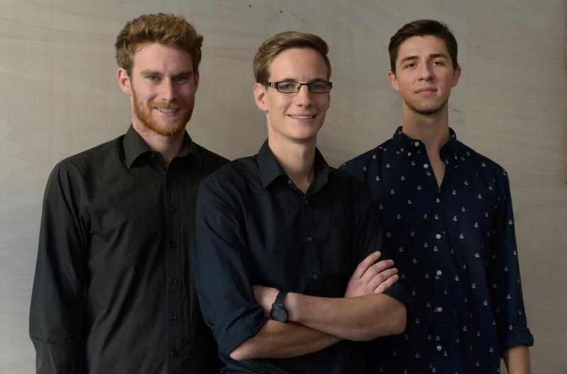 v.l.: Jens Eisele, Alexander Abele und Maximilian Brück sind im Finale des internationalen James Dyson Award. 