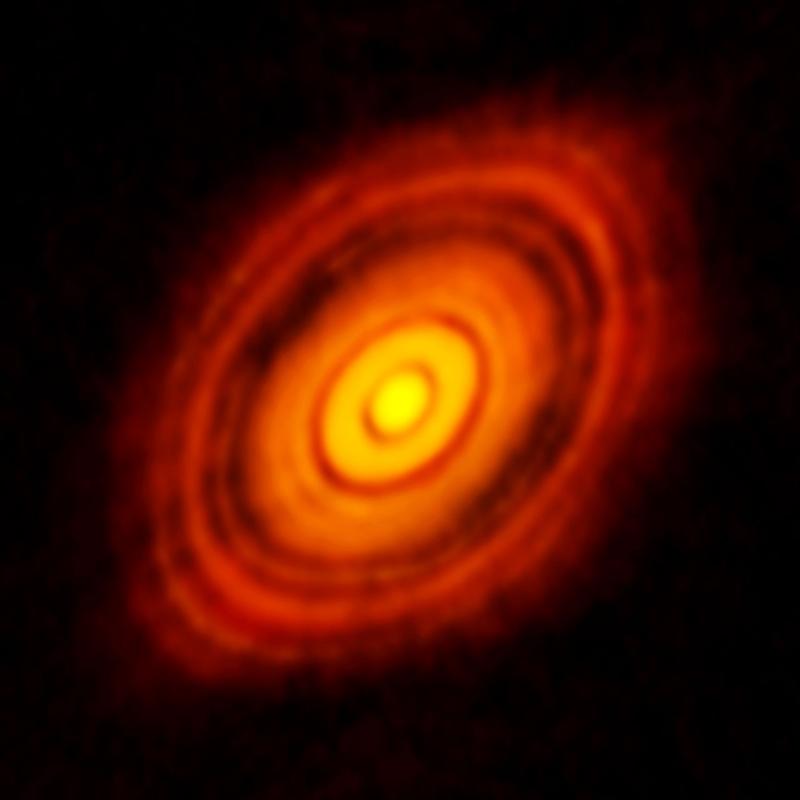 ALMA-Aufnahme der protoplanetaren Scheibe um HL Tauri.