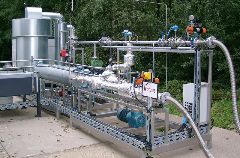 With this test plant the research team tested both catalytic separation and and adsorptive purification. (Source: Fraunhofer UMSICHT)