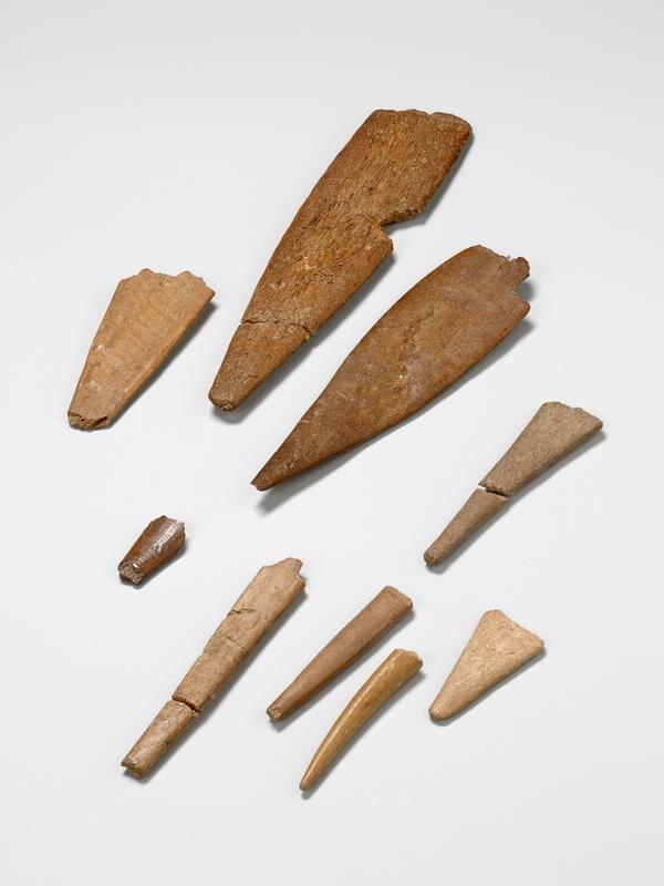 Knochenspitzen aus Mokriška jama, Slowenien (Foto: Tomaž Lauko, Slowenisches Nationalmuseum Ljubljana). 