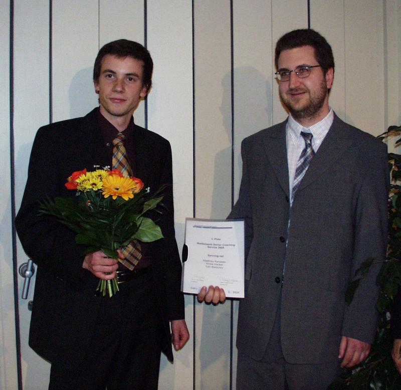 Errangen den 3. Preis: André Hacker und Ivan Bantchev (v.l.). Matthias Kandeler konnte an diesem Abend nicht anwesend sein.